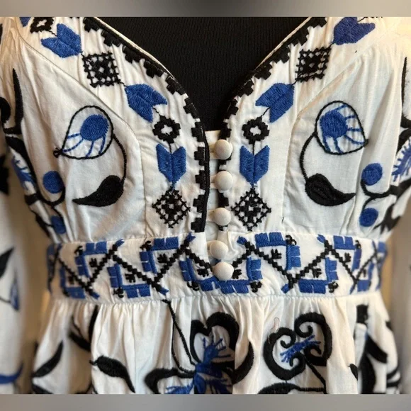 Anthropologie embroidered v-neck dress - Picture 3 of 9